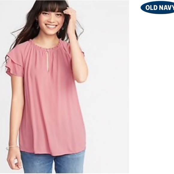 Old Navy Tops - Pink ruffle sleeved top
